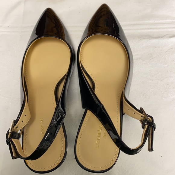 Black Patent Leather Heels Shoes Slingback Size 7 - Picture 2 of 6